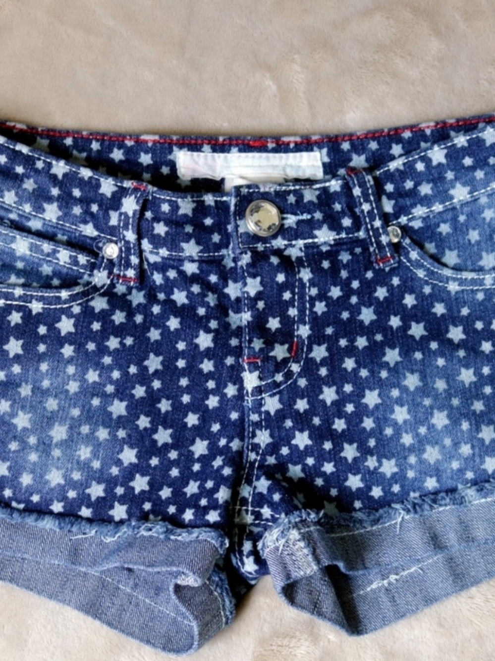 Kids Star Print Navy Denim Shorts